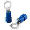 DENKER RING TERMINAL 4MM STUD 2.5MM2 LARGE INSUL BLUE 100/BAG