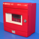 GEWISS 42RV RED EMERGENCY ENCLOSURE, FITTED WITH DIN RAIL 8MODS, IP55 SURFACE MTG