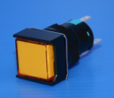 16mm SQUARE ILLUM PUSHBUTTON YELLOW, 1x C/O  MAINTAINED, 24VAC/DC LED